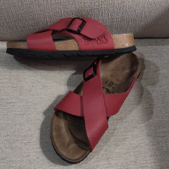 Birkenstock Birkis Dijon Red Cross Over Sandals SIZE 36/ US 5/5.5 - Picture 1 of 6